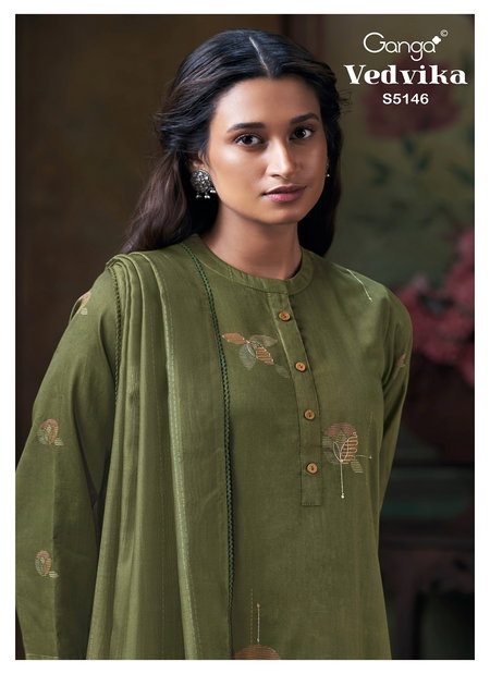 Vedvika 5146 By Ganga Cotton Satin Printed Dress Material